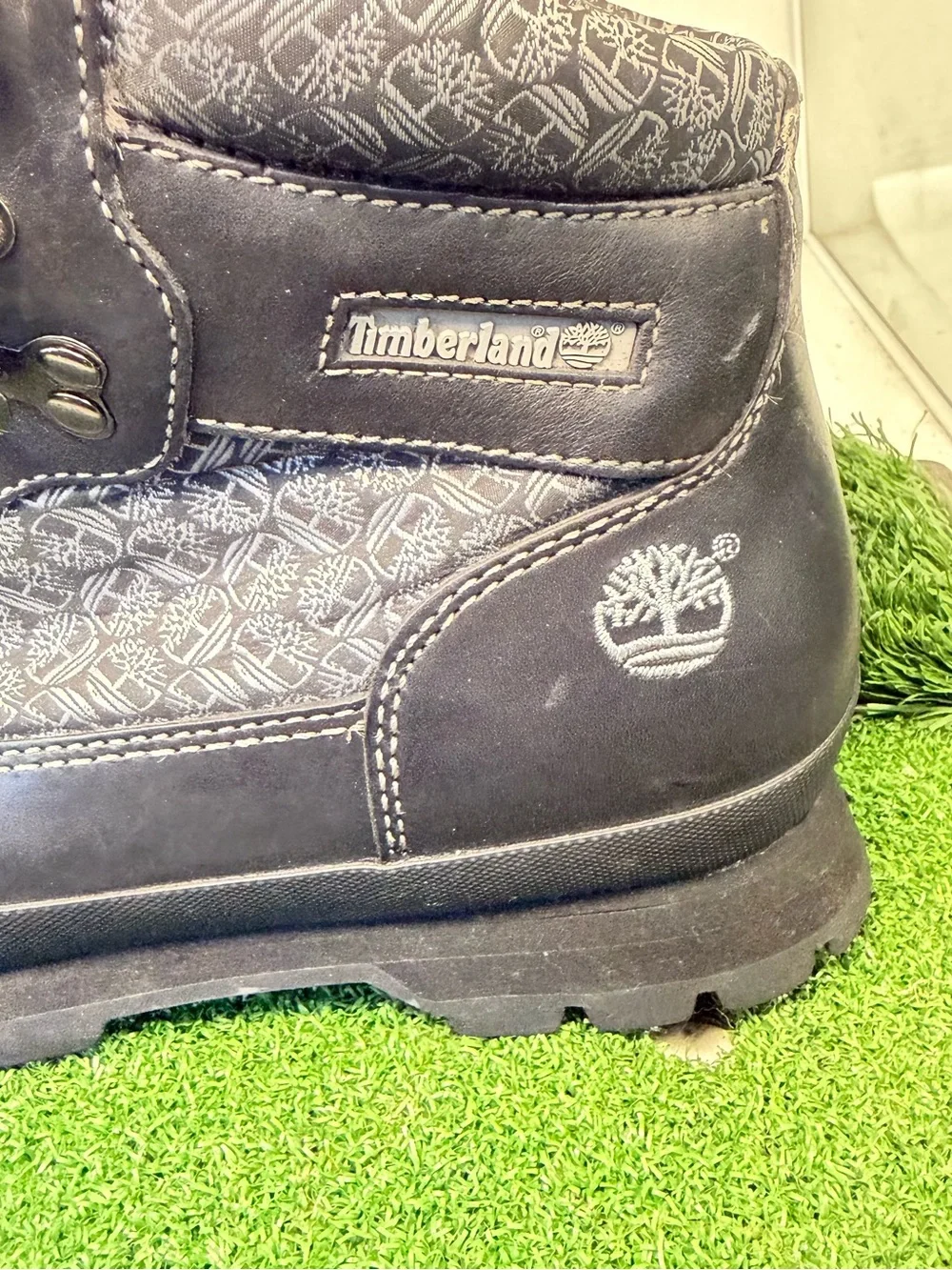Timberland Men's Black Patterned Leather Hiking Boots